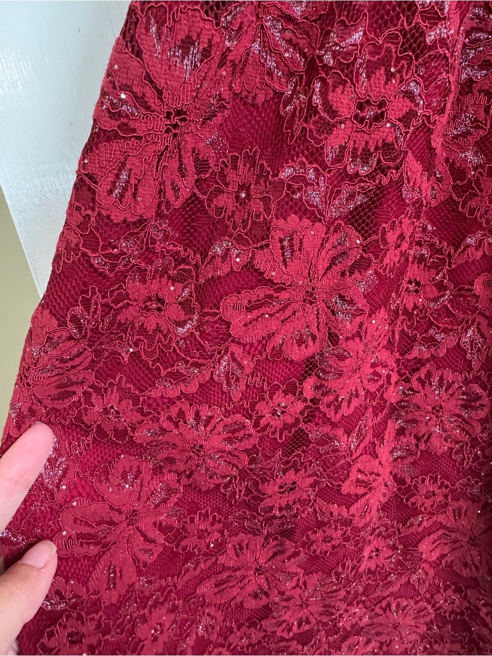 Hill House Burgundy Lace Maxi Dress with Ruffled Straps - Picture 3 of 5